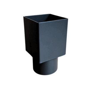 Aluminium verloop 80x80mm naar rond 80mm - Ral-kleur 7021 fijnstructuur