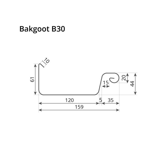 Bakgoot zink B30 3 meter 0.80mm - Afbeelding 2