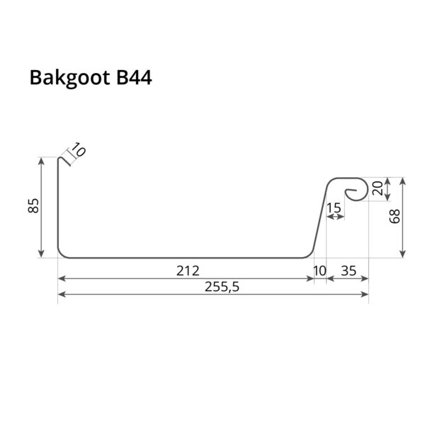 Bakgoot zink B44 3 meter 0.80mm - Nedzink - Afbeelding 2