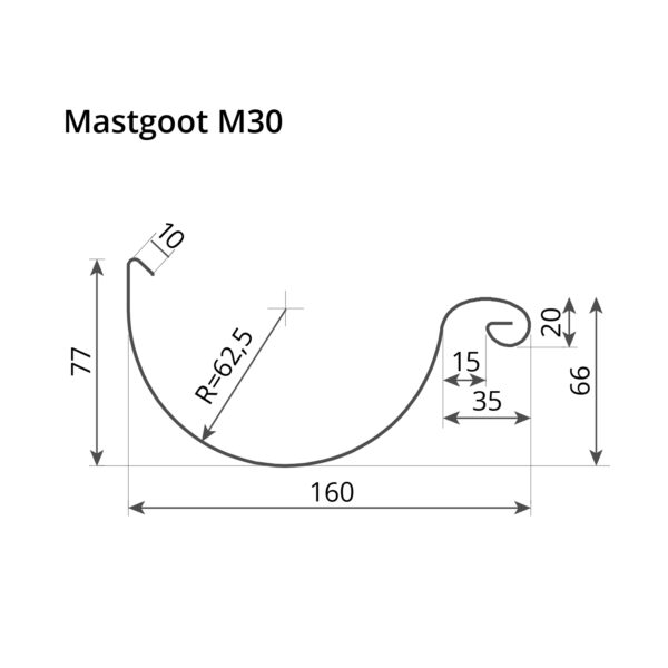 Mastgoot zink M30 3 meter 0.80mm- Nedzink - Afbeelding 2