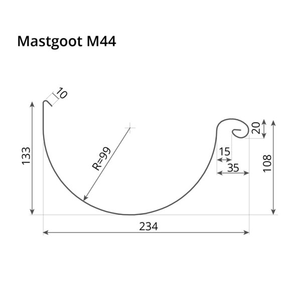 Mastgoot zink M44 3 meter 0.80mm - Nedzink - Afbeelding 2