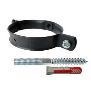 80mm regenpijp beugel met 80mm schroefpen (muur- en houtmontage) - RAL 7021 fijnstructuur