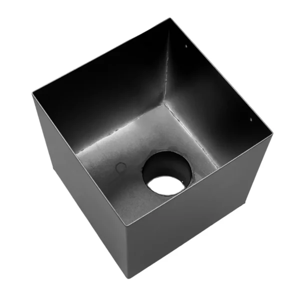 Aluminium regenpijp vergaarbak vierkant passend in 80mm - RAL 7021 fijnstructuur - Afbeelding 3