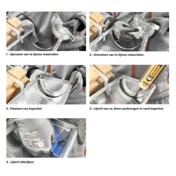 Kopschot aluminium M280 links - P.10 zwart t.b.v. lijmen GROMO - Afbeelding 2