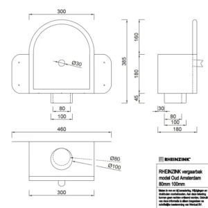 Vergaarbak zink 80 mm - Oud Amsterdam | Rheinzink - Afbeelding 3