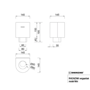 Aluminium vergaarbak mini rond 80 mm - Ral-9005 fijnstructuur | Kallos - Afbeelding 4