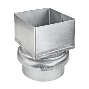 Verloop zink 80x80mm naar 80mm rond Gromo